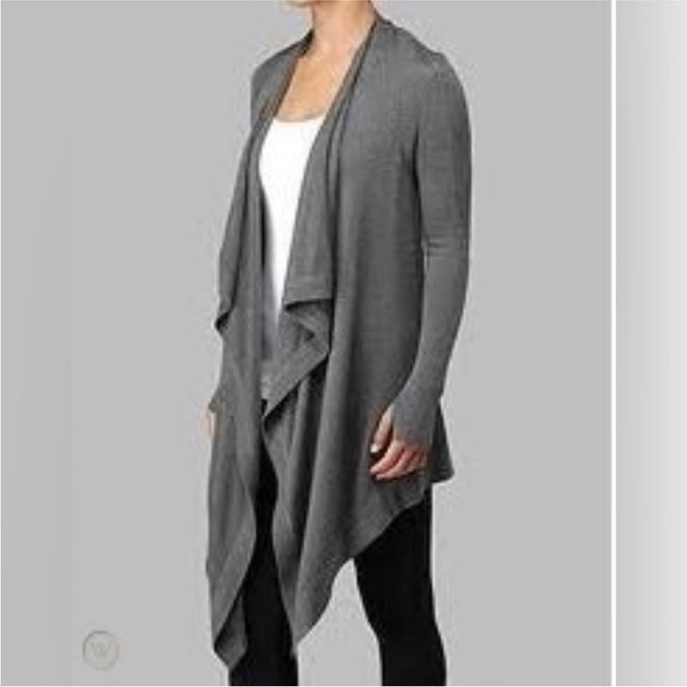 Lululemon Women’s 6 Universal Wrap Cardigan Gray Cashmere Blend Draped Waterfall